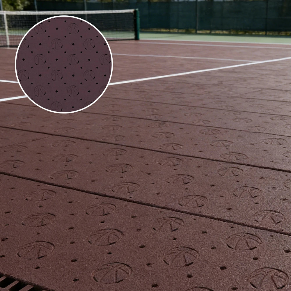 DUNK MASTER Outdoor Sports Flooring Tiles Interlocking Anti-Slip Court Floor 30.48cm Modular Tiles 10/20/30sqm Basketball Court Playground - Coffee