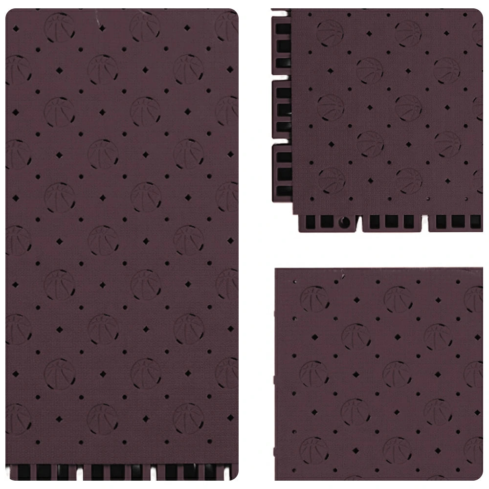 DUNK MASTER Outdoor Sports Flooring Tiles Interlocking Anti-Slip Court Floor 30.48cm Modular Tiles 10/20/30sqm Basketball Court Playground - Coffee