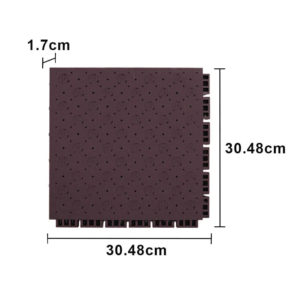 DUNK MASTER Outdoor Sports Flooring Tiles Interlocking Anti-Slip Court Floor 30.48cm Modular Tiles 10/20/30sqm Basketball Court Playground - Coffee