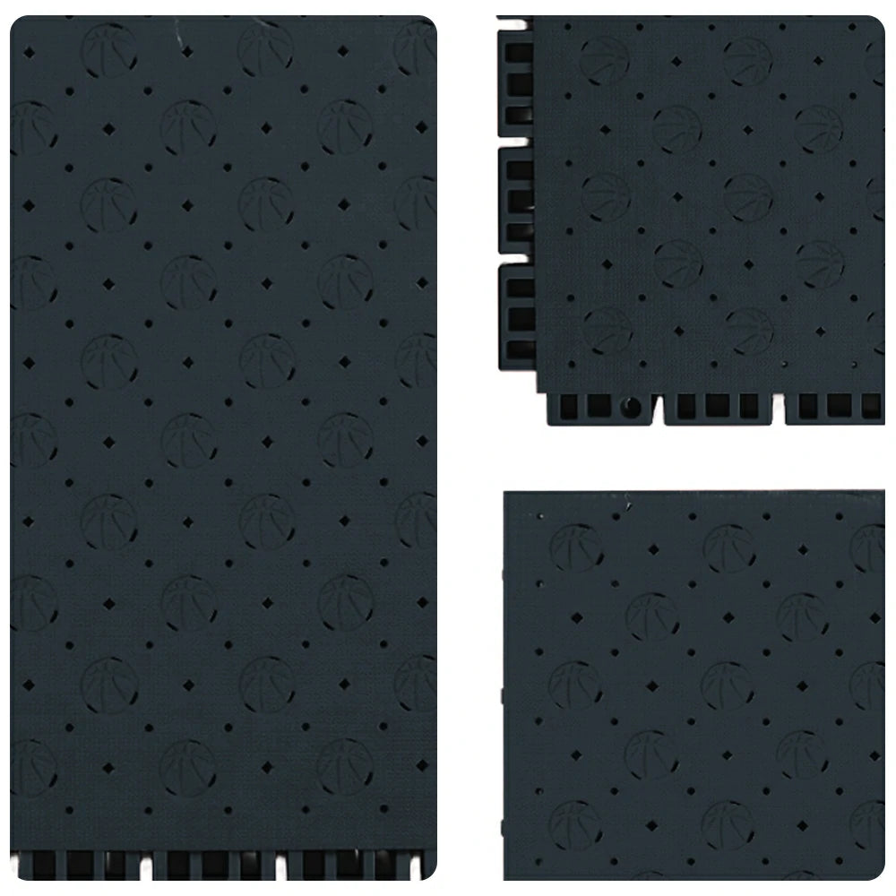 DUNK MASTER Outdoor Sports Flooring Tiles Interlocking Anti-Slip Court Floor 30.48cm Modular Tiles 10/20/30sqm Basketball Court Playground - Black