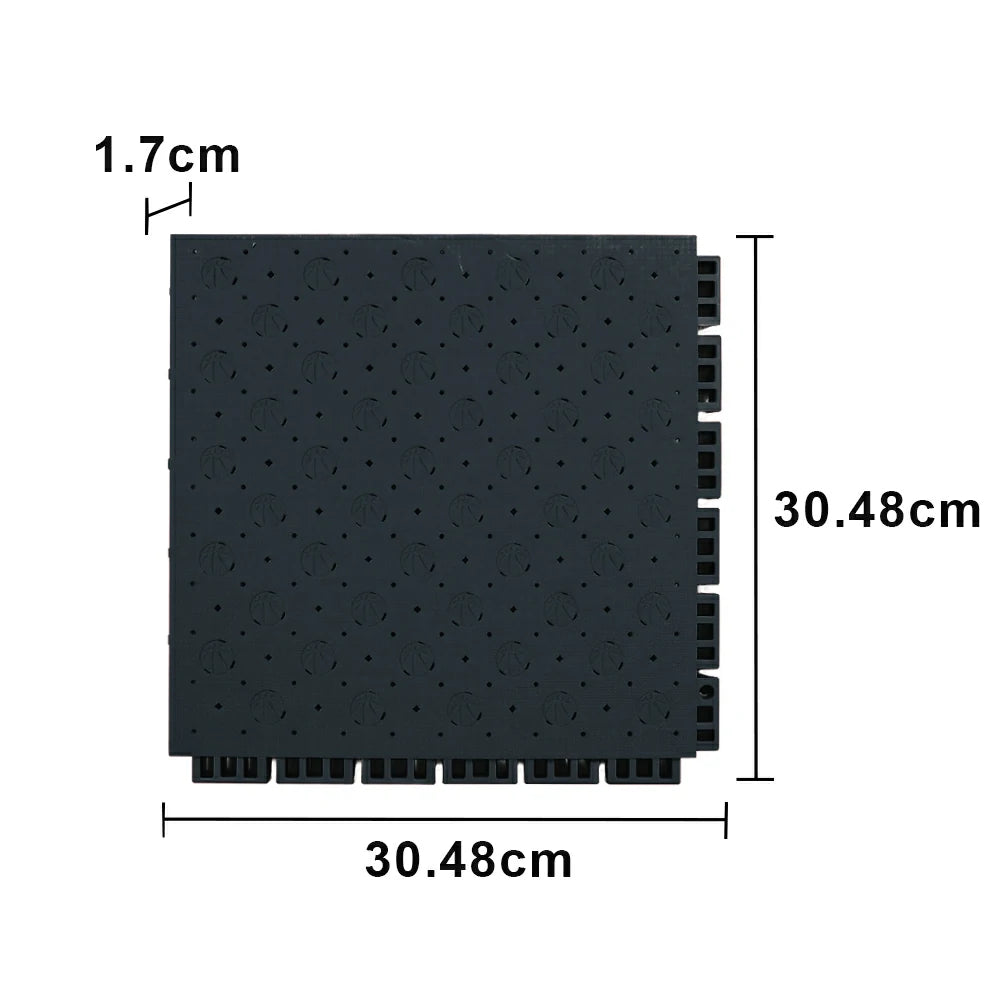 DUNK MASTER Outdoor Sports Flooring Tiles Interlocking Anti-Slip Court Floor 30.48cm Modular Tiles 10/20/30sqm Basketball Court Playground - Black