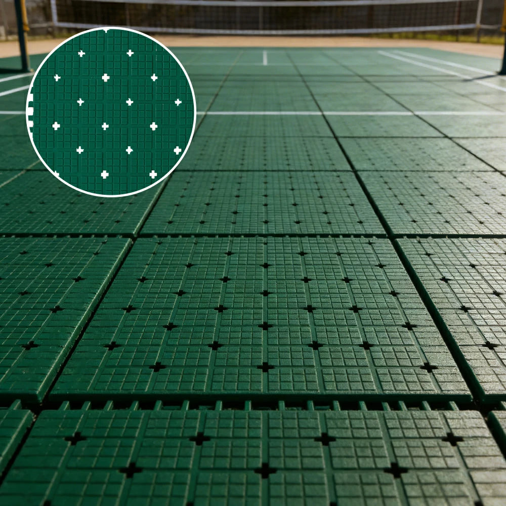 DUNK MASTER Interlocking Sports Flooring Tiles Anti-Slip Shock Absorbing Court Flooring 25cm Modular Tiles 10/20/30sqm Basketball Court Playground - Dark Green