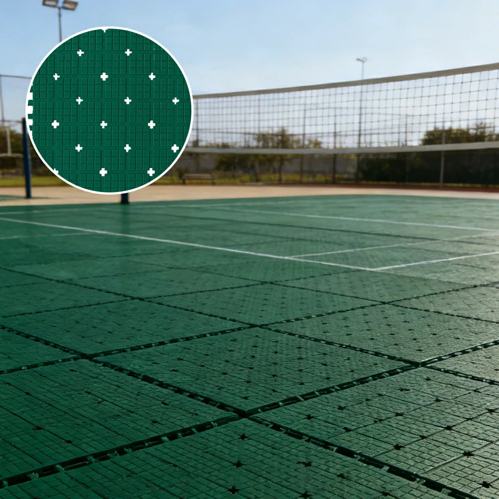 DUNK MASTER Interlocking Sports Flooring Tiles Anti-Slip Shock Absorbing Court Flooring 25cm Modular Tiles 10/20/30sqm Basketball Court Playground - Dark Green