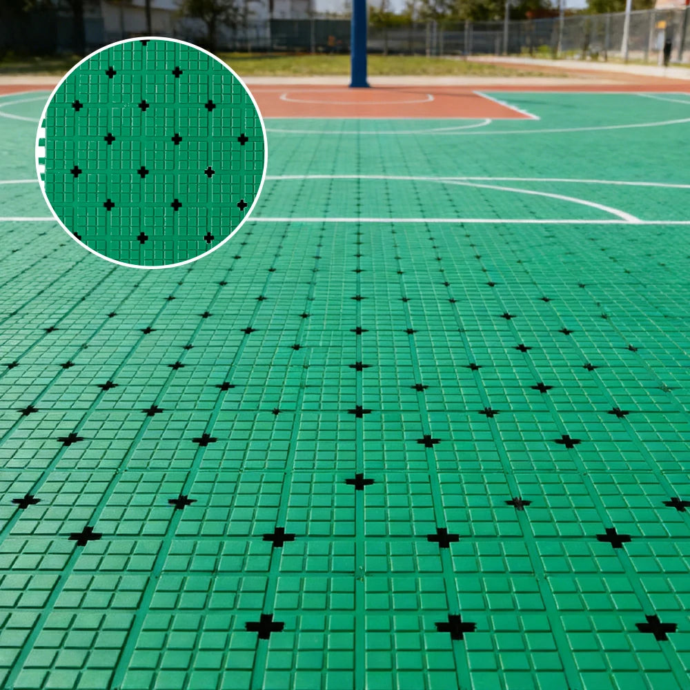 DUNK MASTER Interlocking Sports Flooring Tiles Anti-Slip Shock Absorbing Court Flooring 25cm Modular Tiles 10/20/30sqm Basketball Court Playground - Grass Green