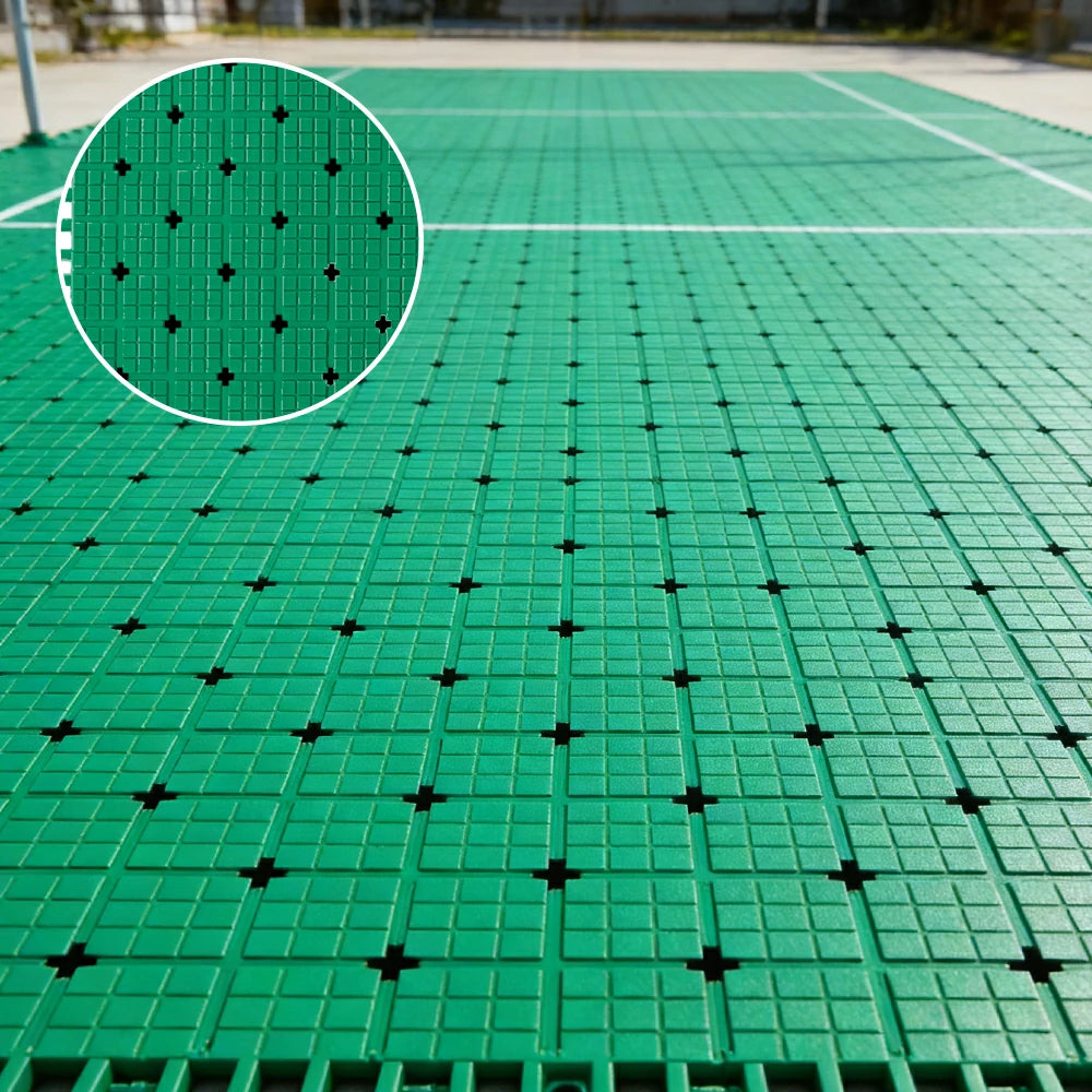 DUNK MASTER Interlocking Sports Flooring Tiles Anti-Slip Shock Absorbing Court Flooring 25cm Modular Tiles 10/20/30sqm Basketball Court Playground - Grass Green