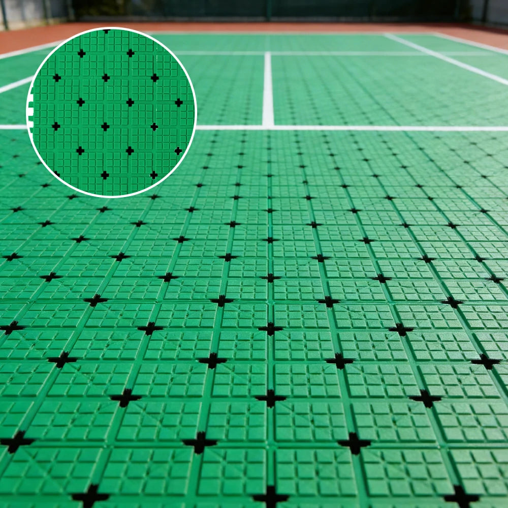 DUNK MASTER Interlocking Sports Flooring Tiles Anti-Slip Shock Absorbing Court Flooring 25cm Modular Tiles 10/20/30sqm Basketball Court Playground - Emerald Green