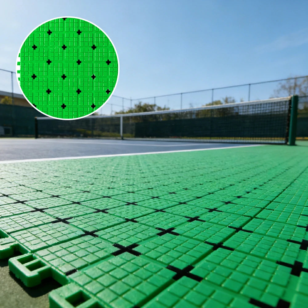 DUNK MASTER Interlocking Sports Flooring Tiles Anti-Slip Shock Absorbing Court Flooring 25cm Modular Tiles 10/20/30sqm Basketball Court Playground - Apple Green