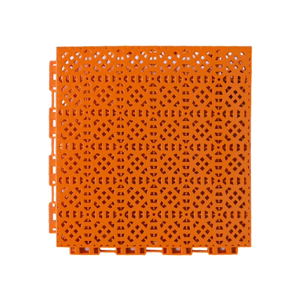 DUNK MASTER Interlocking Sports Floor Tiles - Anti-Slip Grid Pattern Court Flooring 25cm Modular Tiles for Basketball Courts 10/20/30 Square Meters - Orange
