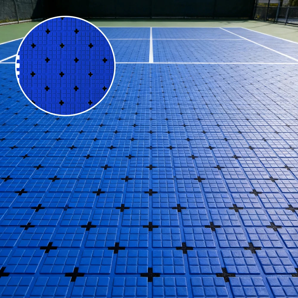 DUNK MASTER Interlocking Sports Flooring Tiles Anti-Slip Shock Absorbing Court Flooring 25cm Modular Tiles 10/20/30sqm Basketball Court Playground - Royal Blue