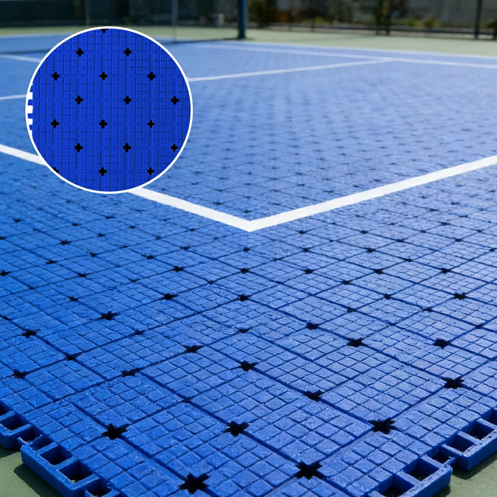 DUNK MASTER Interlocking Sports Flooring Tiles Anti-Slip Shock Absorbing Court Flooring 25cm Modular Tiles 10/20/30sqm Basketball Court Playground - Royal Blue