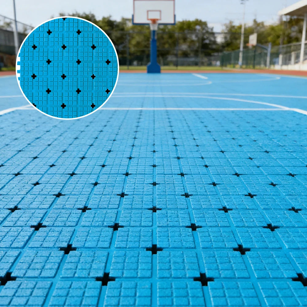 DUNK MASTER Interlocking Sports Flooring Tiles Anti-Slip Shock Absorbing Court Flooring 25cm Modular Tiles 10/20/30sqm Basketball Court Playground - Blue