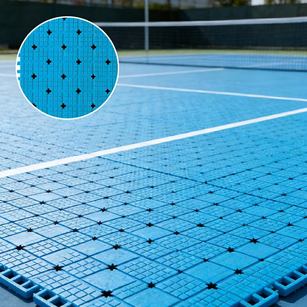 DUNK MASTER Interlocking Sports Flooring Tiles Anti-Slip Shock Absorbing Court Flooring 25cm Modular Tiles 10/20/30sqm Basketball Court Playground - Blue