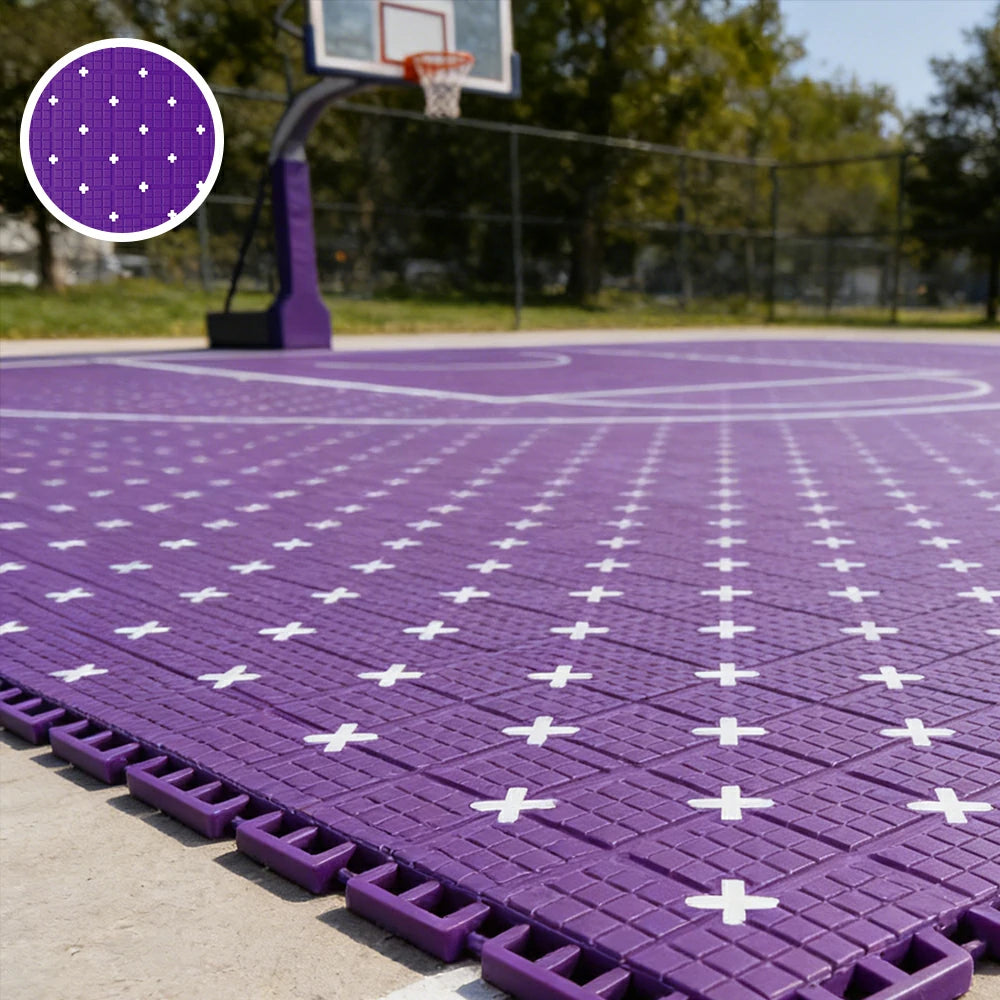DUNK MASTER Interlocking Sports Flooring Tiles Anti-Slip Shock Absorbing Court Flooring 25cm Modular Tiles 10/20/30sqm Basketball Court Playground - Purple