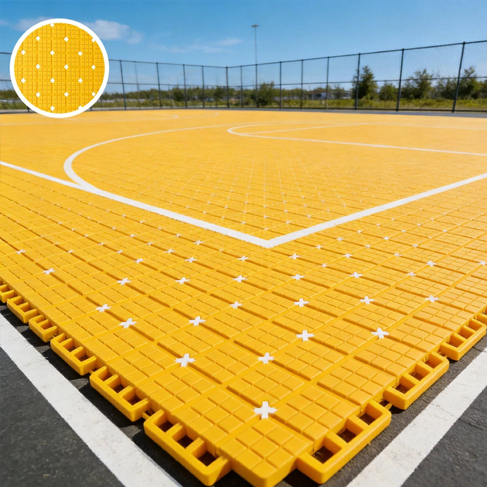 DUNK MASTER Interlocking Sports Flooring Tiles Anti-Slip Shock Absorbing Court Flooring 25cm Modular Tiles 10/20/30sqm Basketball Court Playground - Yellow