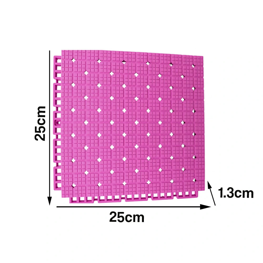 DUNK MASTER Interlocking Sports Flooring Tiles Anti-Slip Shock Absorbing Court Flooring 25cm Modular Tiles 10/20/30sqm Basketball Court Playground - Pink