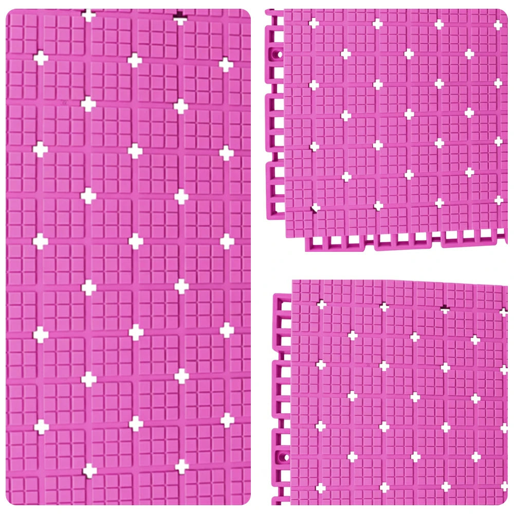 DUNK MASTER Interlocking Sports Flooring Tiles Anti-Slip Shock Absorbing Court Flooring 25cm Modular Tiles 10/20/30sqm Basketball Court Playground - Pink