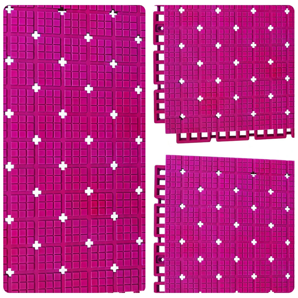 DUNK MASTER Interlocking Sports Flooring Tiles Anti-Slip Shock Absorbing Court Flooring 25cm Modular Tiles 10/20/30sqm Basketball Court Playground - Rose Red