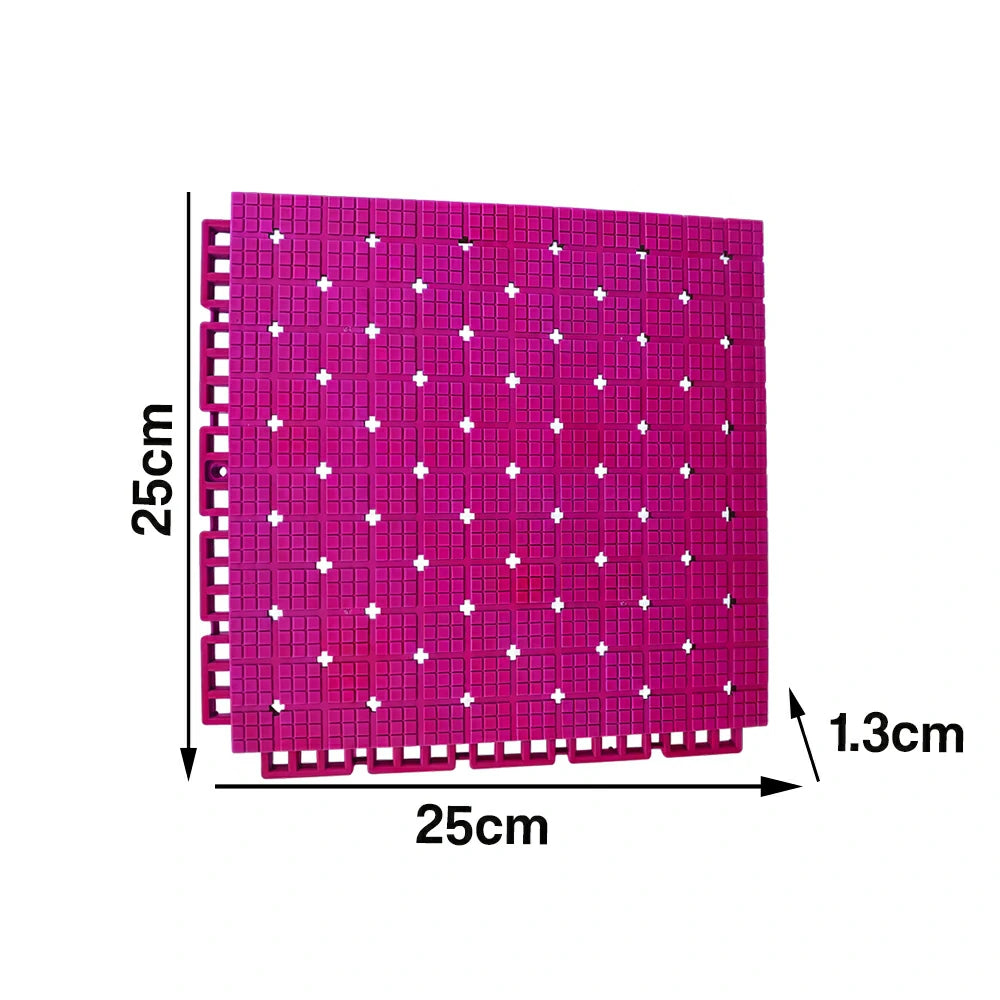 DUNK MASTER Interlocking Sports Flooring Tiles Anti-Slip Shock Absorbing Court Flooring 25cm Modular Tiles 10/20/30sqm Basketball Court Playground - Rose Red