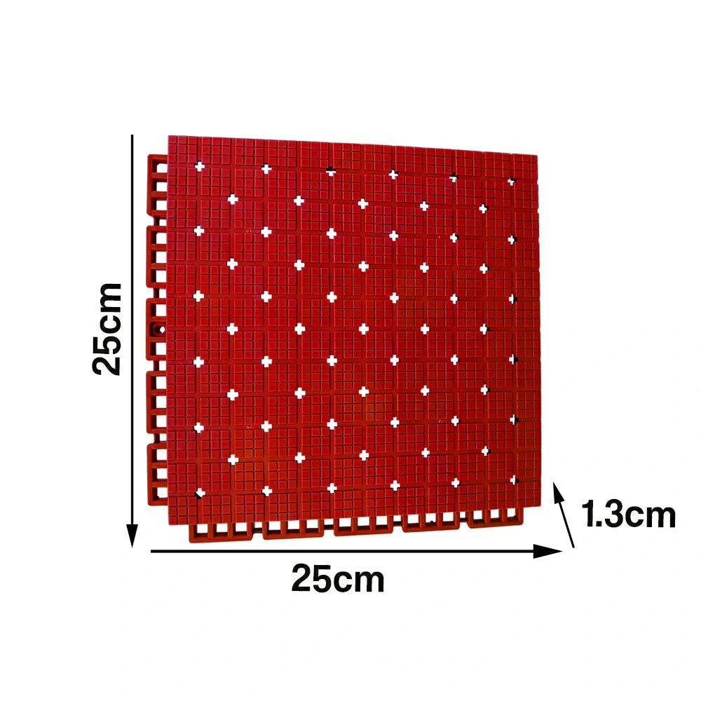 DUNK MASTER Interlocking Sports Flooring Tiles Anti-Slip Shock Absorbing Court Flooring 25cm Modular Tiles 10/20/30sqm Basketball Court Playground - Red