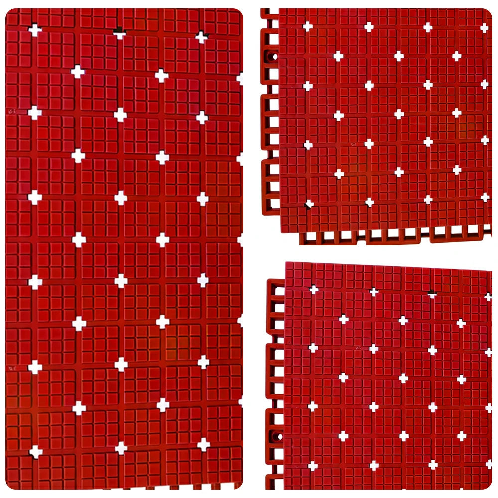 DUNK MASTER Interlocking Sports Flooring Tiles Anti-Slip Shock Absorbing Court Flooring 25cm Modular Tiles 10/20/30sqm Basketball Court Playground - Red