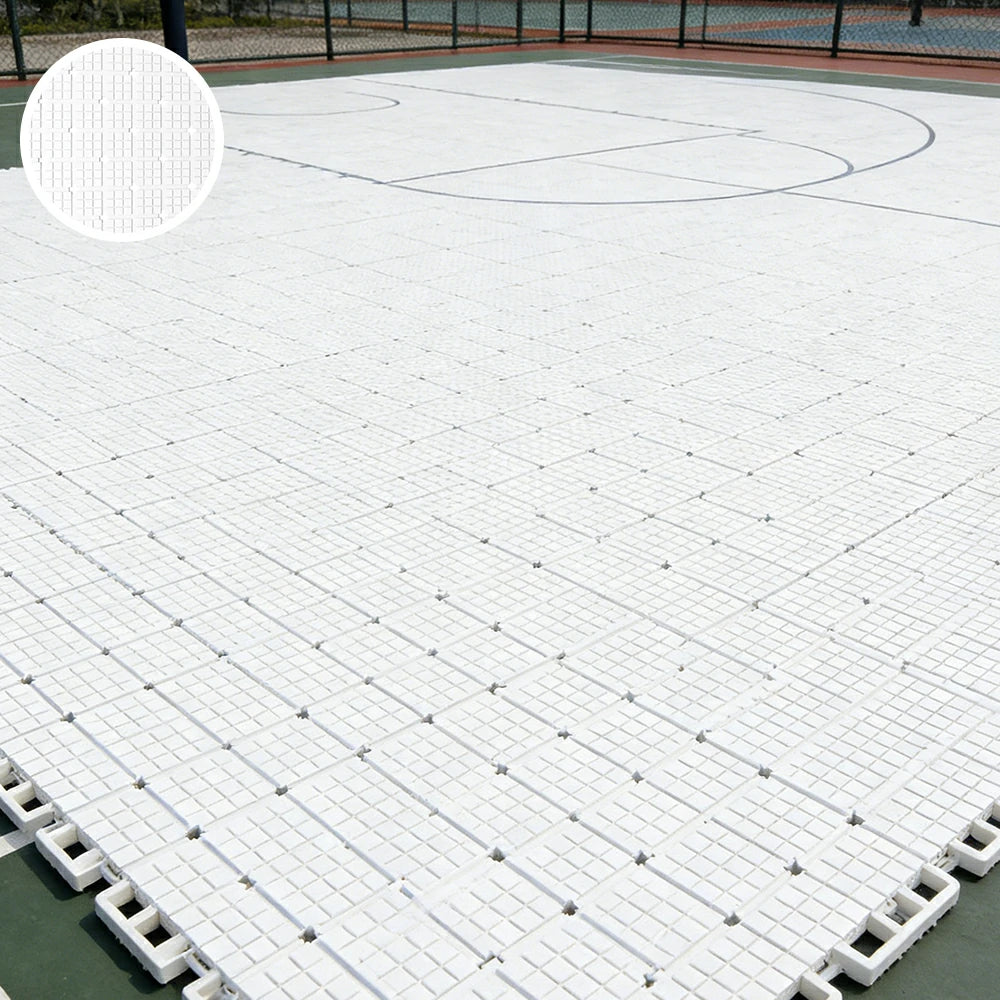 DUNK MASTER Interlocking Sports Flooring Tiles Anti-Slip Shock Absorbing Court Flooring 25cm Modular Tiles 10/20/30sqm Basketball Court Playground - White