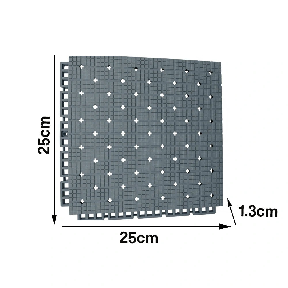 DUNK MASTER Interlocking Sports Flooring Tiles Anti-Slip Shock Absorbing Court Flooring 25cm Modular Tiles 10/20/30sqm Basketball Court Playground - Light Grey
