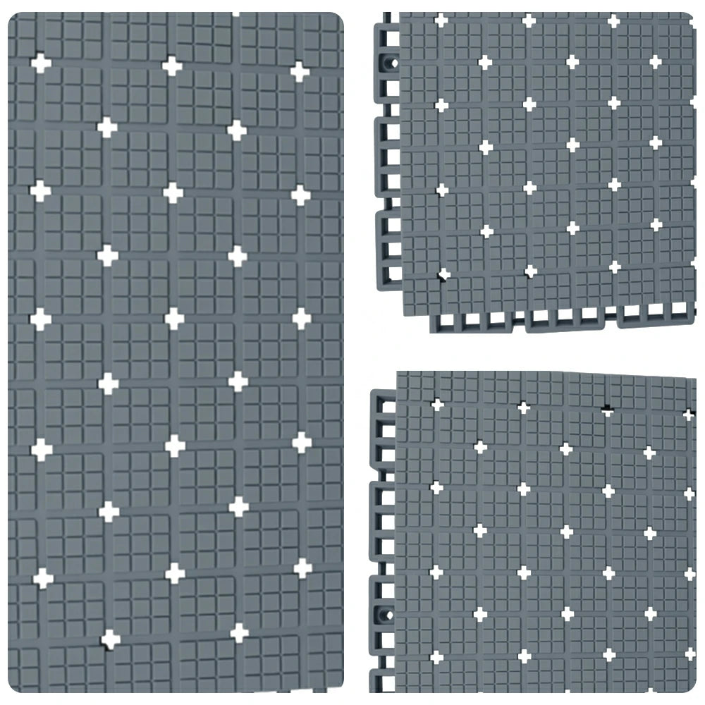 DUNK MASTER Interlocking Sports Flooring Tiles Anti-Slip Shock Absorbing Court Flooring 25cm Modular Tiles 10/20/30sqm Basketball Court Playground - Light Grey