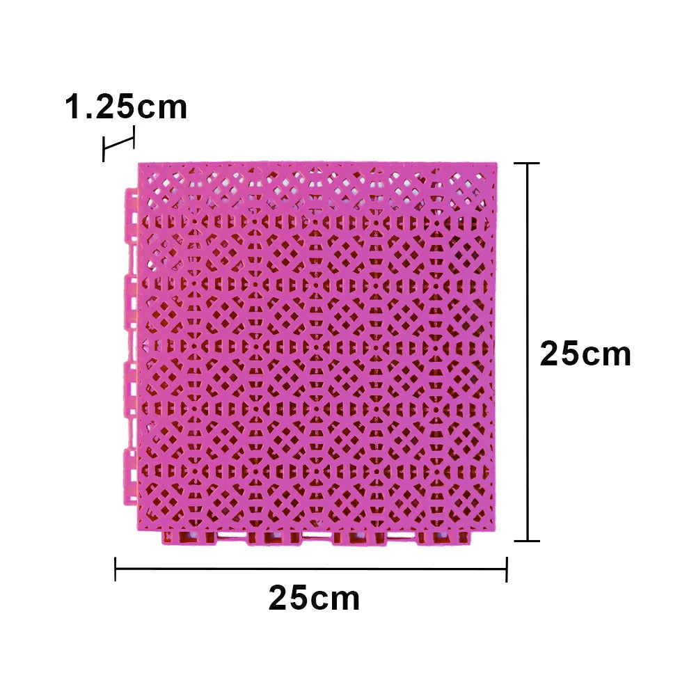 DUNK MASTER Interlocking Sports Floor Tiles - Anti-Slip Grid Pattern Court Flooring 25cm Modular Tiles for Basketball Courts 10/20/30 Square Meters - Pink