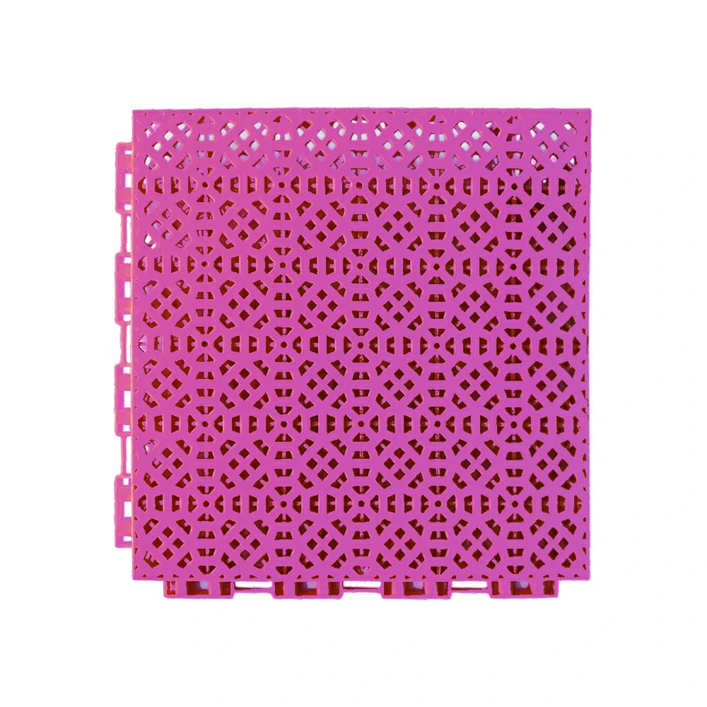 DUNK MASTER Interlocking Sports Floor Tiles - Anti-Slip Grid Pattern Court Flooring 25cm Modular Tiles for Basketball Courts 10/20/30 Square Meters - Pink