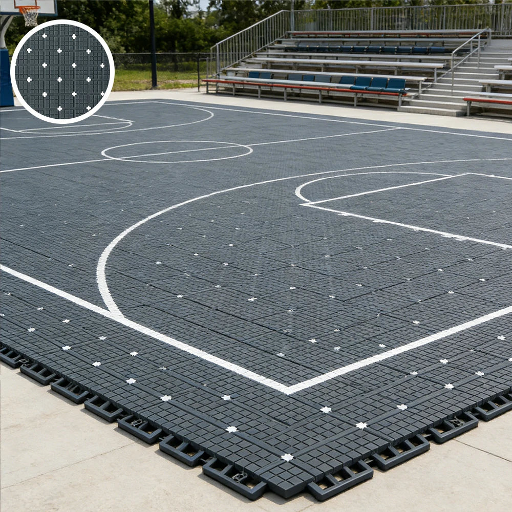 DUNK MASTER Interlocking Sports Flooring Tiles Anti-Slip Shock Absorbing Court Flooring 25cm Modular Tiles 10/20/30sqm Basketball Court Playground - Dark Grey
