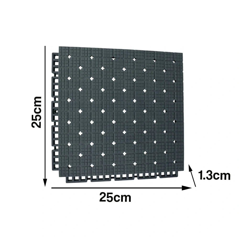 DUNK MASTER Interlocking Sports Flooring Tiles Anti-Slip Shock Absorbing Court Flooring 25cm Modular Tiles 10/20/30sqm Basketball Court Playground - Dark Grey
