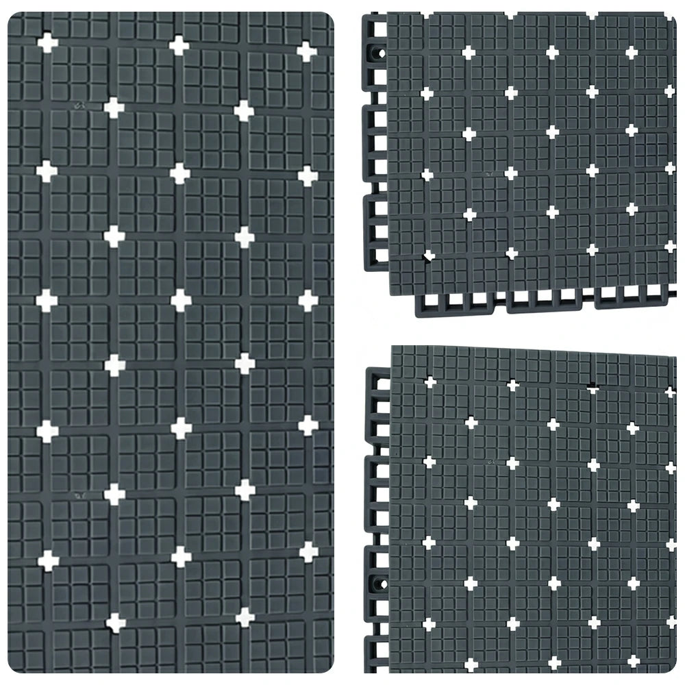 DUNK MASTER Interlocking Sports Flooring Tiles Anti-Slip Shock Absorbing Court Flooring 25cm Modular Tiles 10/20/30sqm Basketball Court Playground - Dark Grey