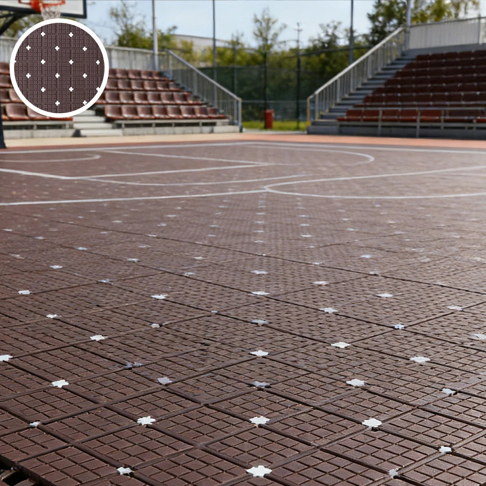 DUNK MASTER Interlocking Sports Flooring Tiles Anti-Slip Shock Absorbing Court Flooring 25cm Modular Tiles 10/20/30sqm Basketball Court Playground - Coffee