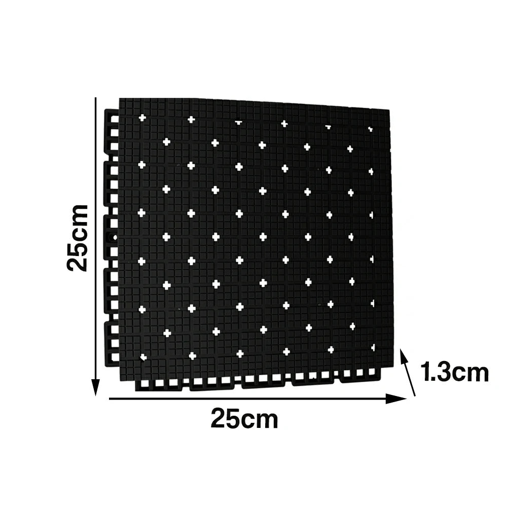 DUNK MASTER Interlocking Sports Flooring Tiles Anti-Slip Shock Absorbing Court Flooring 25cm Modular Tiles 10/20/30sqm Basketball Court Playground - Black