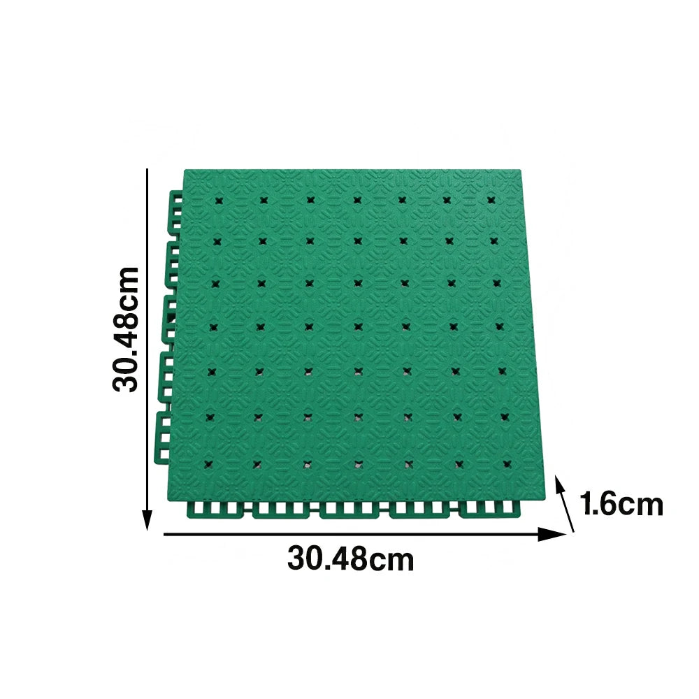 DUNK MASTER Interlocking Sports Flooring Tiles Non-Slip Drainage Court Flooring 10/20/30sqm Outdoor Basketball Court Playground Floor - Grass Green