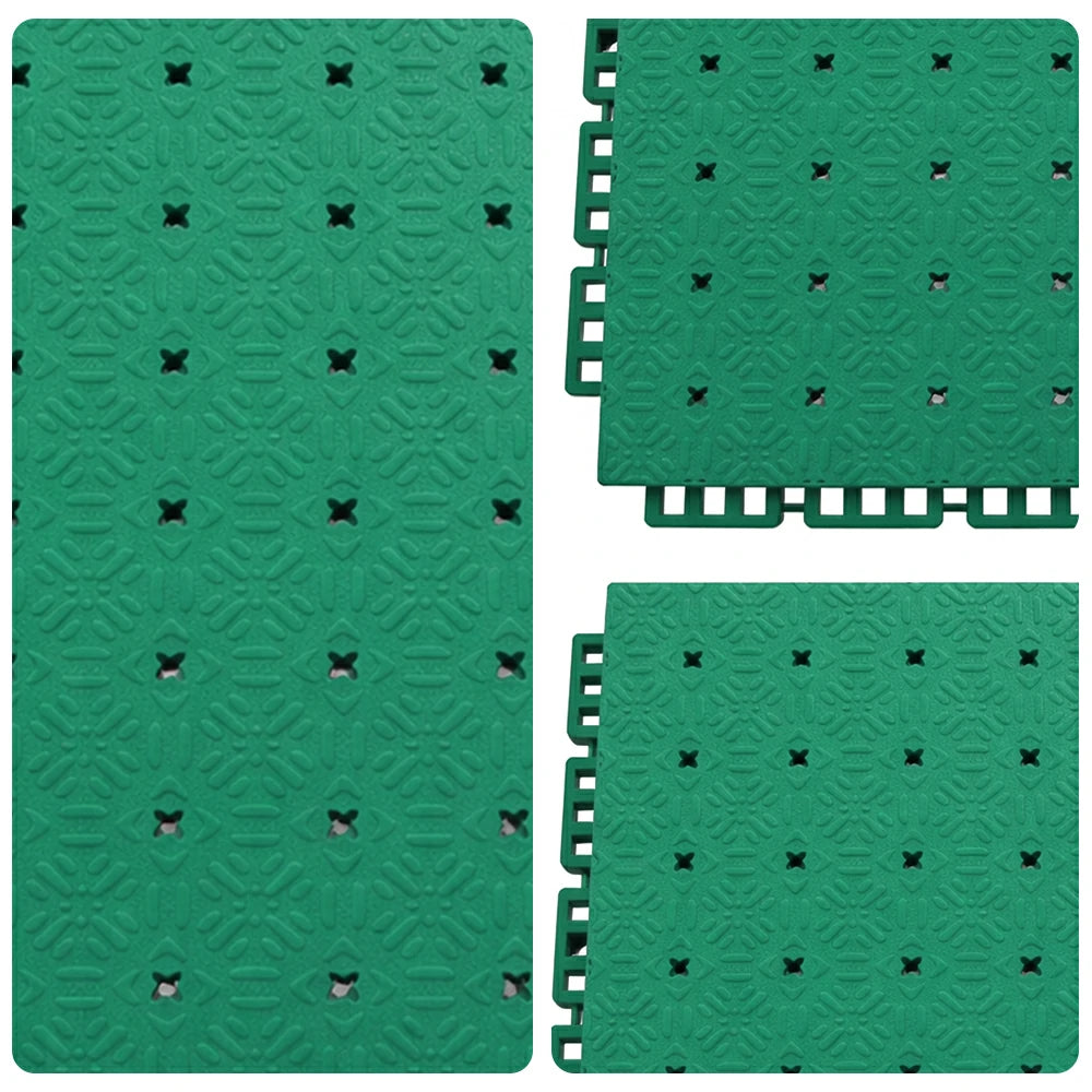 DUNK MASTER Interlocking Sports Flooring Tiles Non-Slip Drainage Court Flooring 10/20/30sqm Outdoor Basketball Court Playground Floor - Grass Green