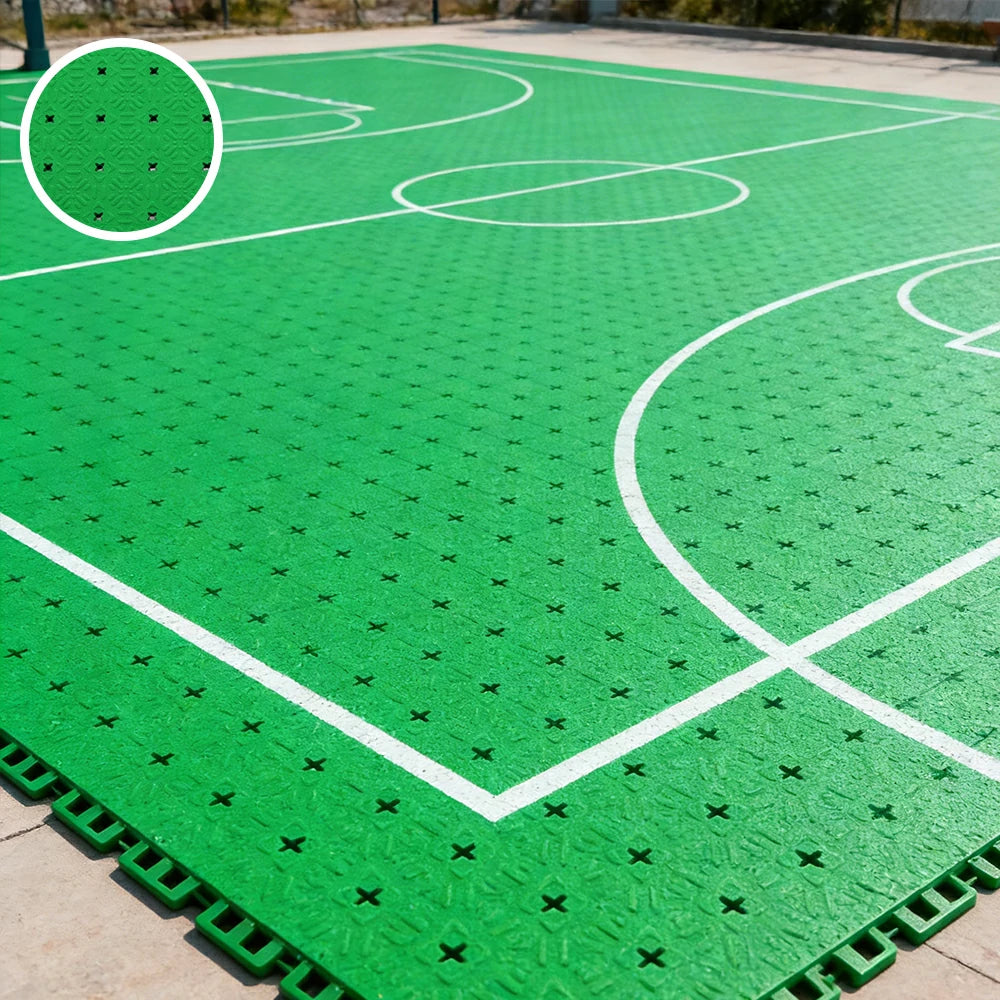 DUNK MASTER Interlocking Sports Flooring Tiles Non-Slip Drainage Court Flooring 10/20/30sqm Outdoor Basketball Court Playground Floor - Emerald Green