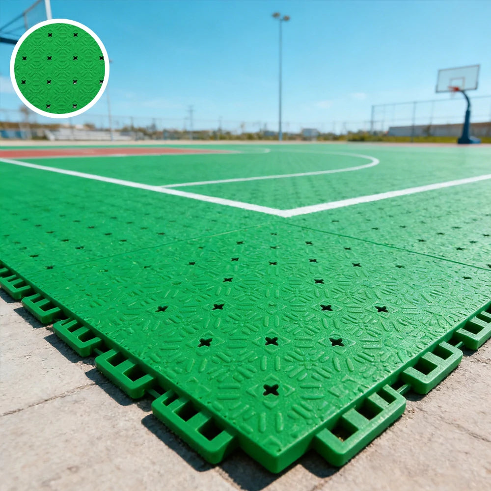 DUNK MASTER Interlocking Sports Flooring Tiles Non-Slip Drainage Court Flooring 10/20/30sqm Outdoor Basketball Court Playground Floor - Emerald Green