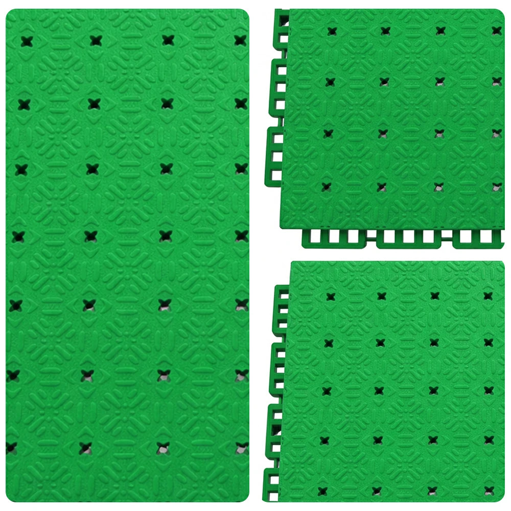 DUNK MASTER Interlocking Sports Flooring Tiles Non-Slip Drainage Court Flooring 10/20/30sqm Outdoor Basketball Court Playground Floor - Emerald Green