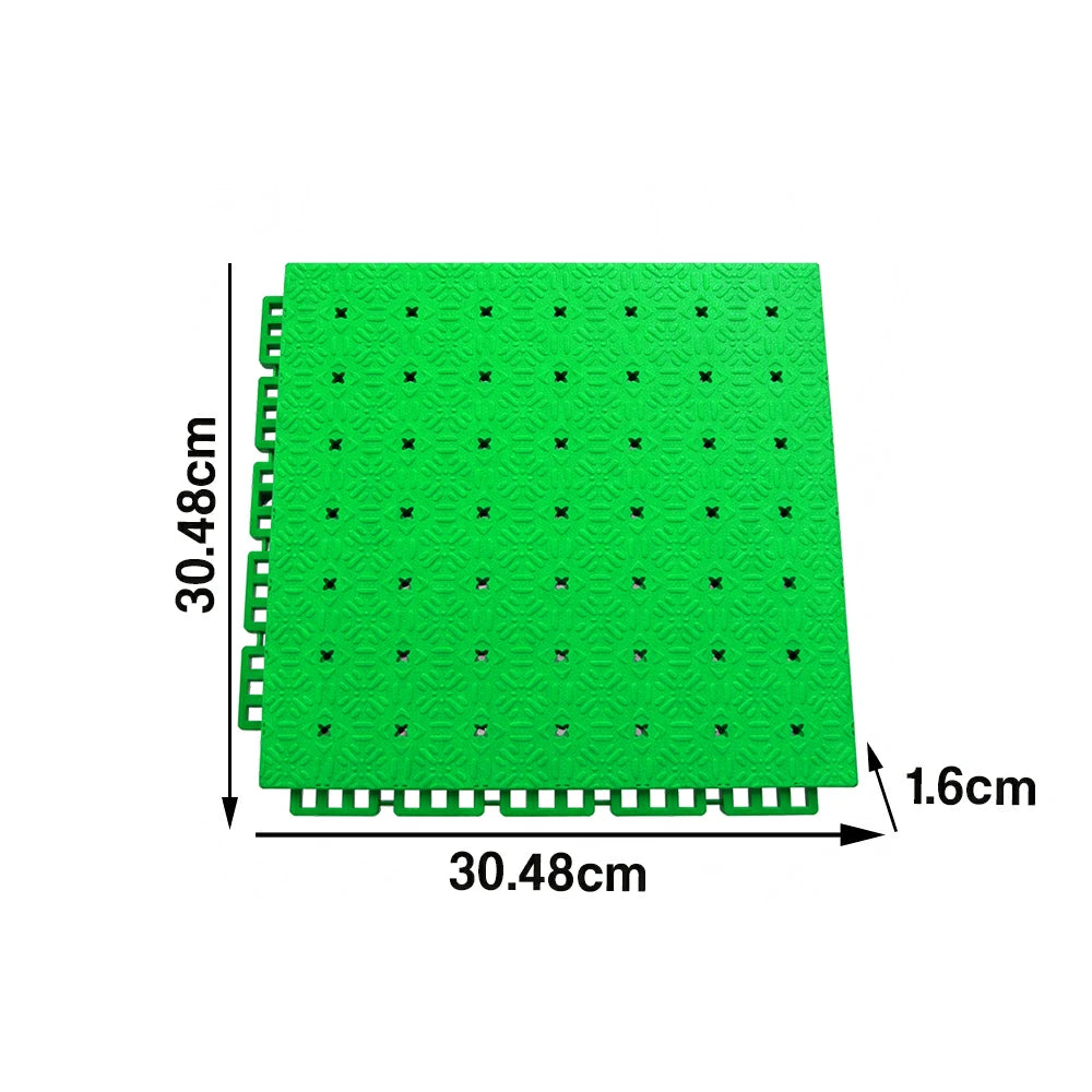 DUNK MASTER Interlocking Sports Flooring Tiles Non-Slip Drainage Court Flooring 10/20/30sqm Outdoor Basketball Court Playground Floor - Apple Green