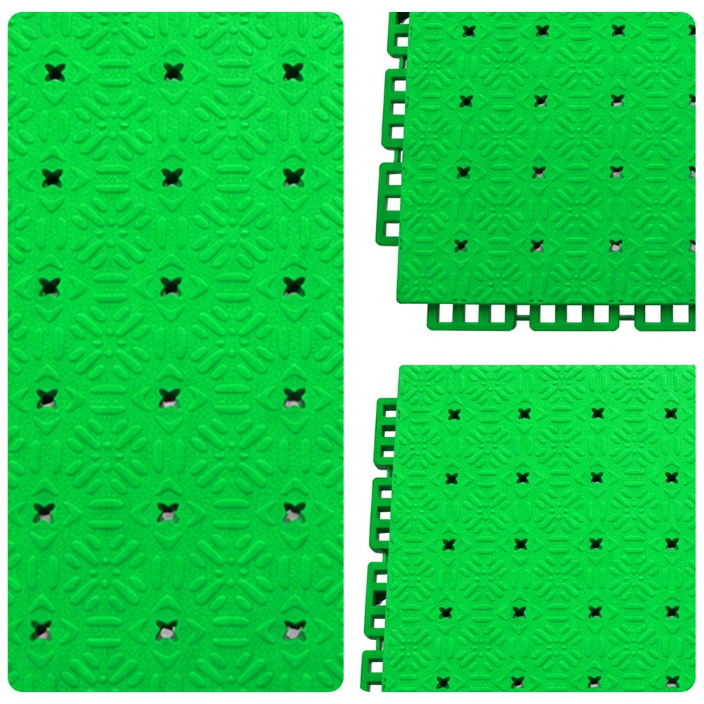 DUNK MASTER Interlocking Sports Flooring Tiles Non-Slip Drainage Court Flooring 10/20/30sqm Outdoor Basketball Court Playground Floor - Apple Green