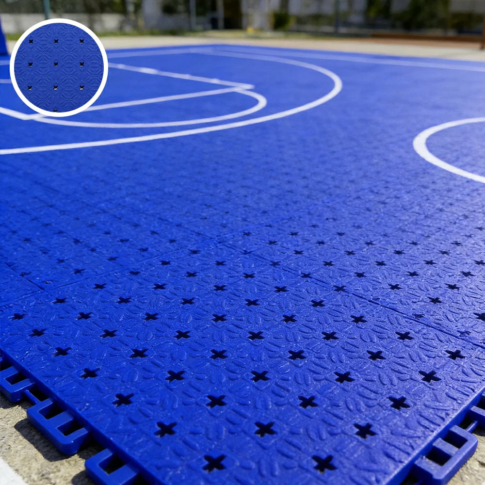 DUNK MASTER Interlocking Sports Flooring Tiles Non-Slip Drainage Court Flooring 10/20/30sqm Outdoor Basketball Court Playground Floor - Royal Blue
