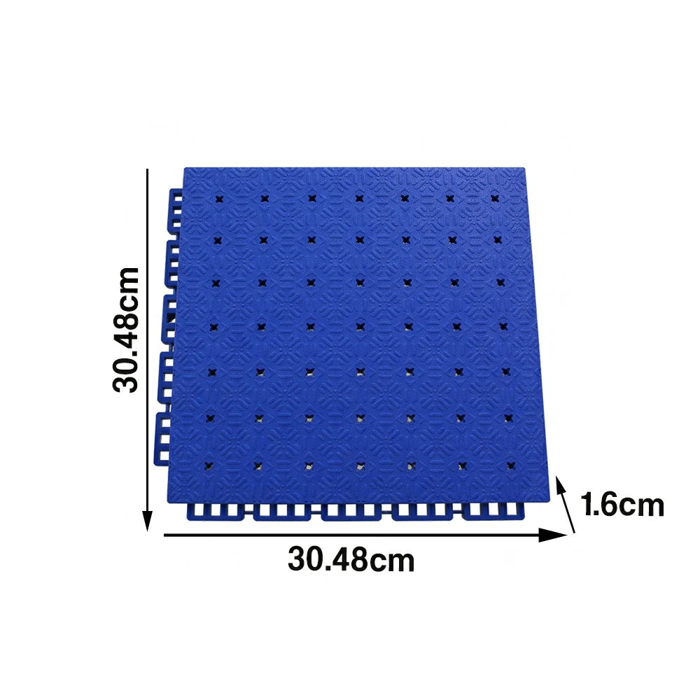 DUNK MASTER Interlocking Sports Flooring Tiles Non-Slip Drainage Court Flooring 10/20/30sqm Outdoor Basketball Court Playground Floor - Royal Blue
