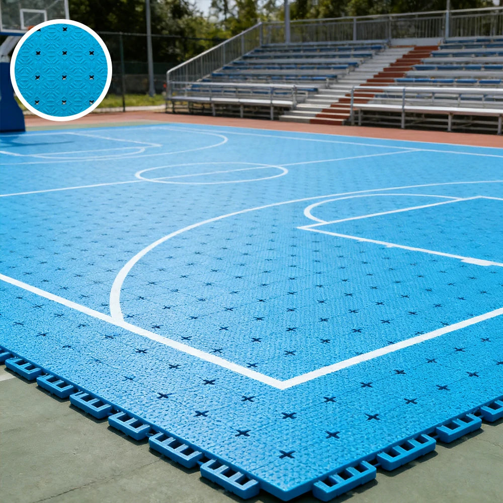 DUNK MASTER Interlocking Sports Flooring Tiles Non-Slip Drainage Court Flooring 10/20/30sqm Outdoor Basketball Court Playground Floor - Blue