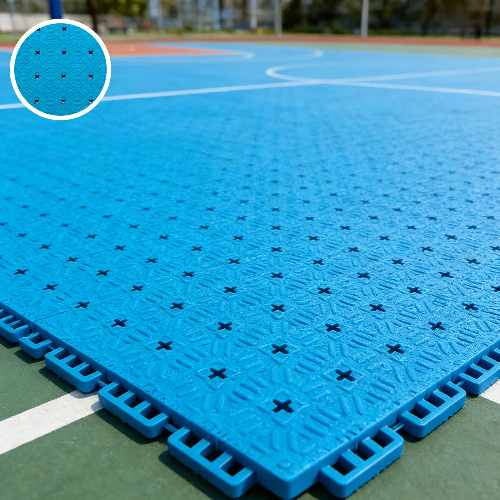 DUNK MASTER Interlocking Sports Flooring Tiles Non-Slip Drainage Court Flooring 10/20/30sqm Outdoor Basketball Court Playground Floor - Blue