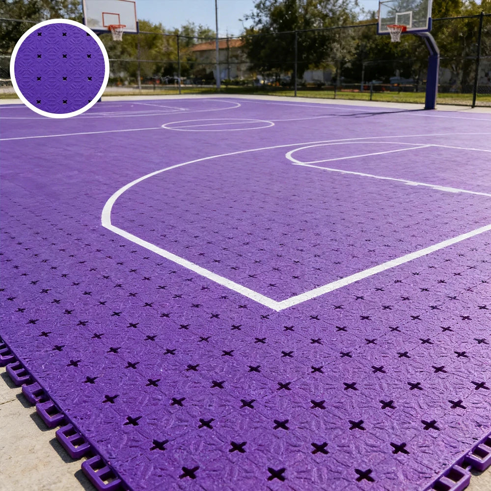 DUNK MASTER Interlocking Sports Flooring Tiles Non-Slip Drainage Court Flooring 10/20/30sqm Outdoor Basketball Court Playground Floor - Purple