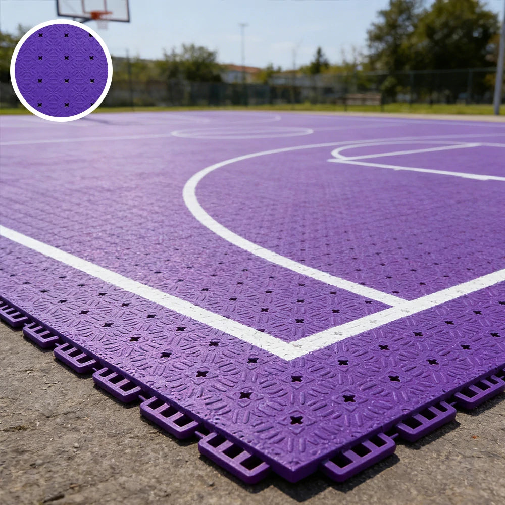 DUNK MASTER Interlocking Sports Flooring Tiles Non-Slip Drainage Court Flooring 10/20/30sqm Outdoor Basketball Court Playground Floor - Purple