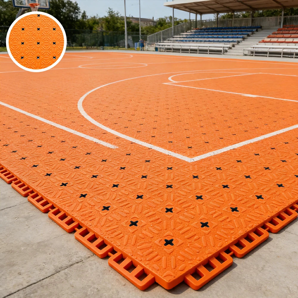 DUNK MASTER Interlocking Sports Flooring Tiles Non-Slip Drainage Court Flooring 10/20/30sqm Outdoor Basketball Court Playground Floor - Orange