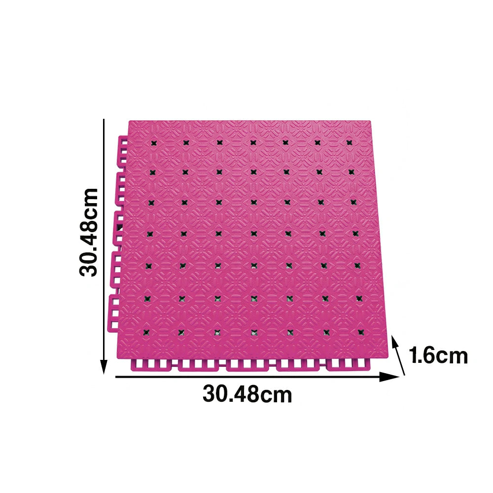 DUNK MASTER Interlocking Sports Flooring Tiles Non-Slip Drainage Court Flooring 10/20/30sqm Outdoor Basketball Court Playground Floor - Pink