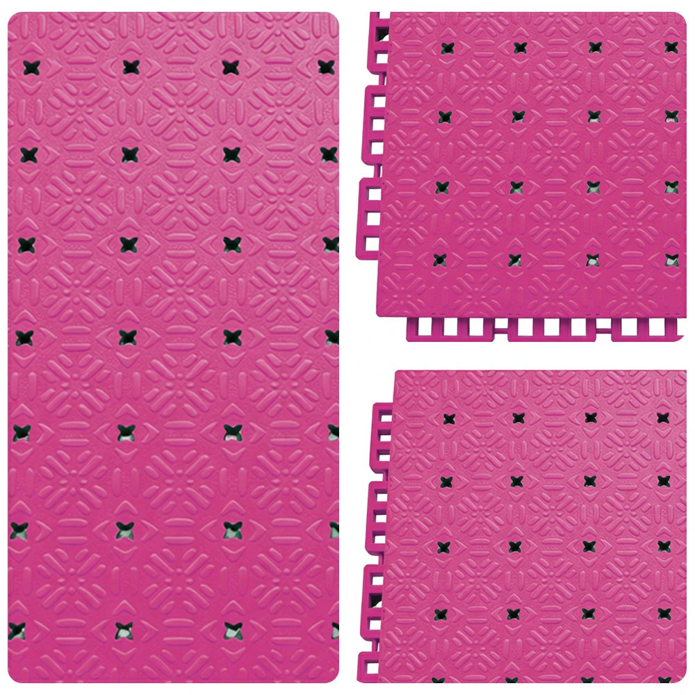 DUNK MASTER Interlocking Sports Flooring Tiles Non-Slip Drainage Court Flooring 10/20/30sqm Outdoor Basketball Court Playground Floor - Pink